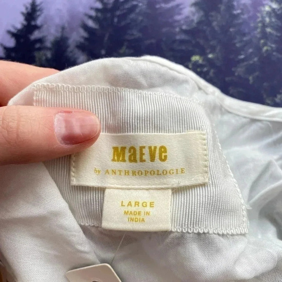 NWT Anthropologie Maeve Ashleigh Blue White Eyelet Mini Prairie Dress Size Large - Picture 5 of 6